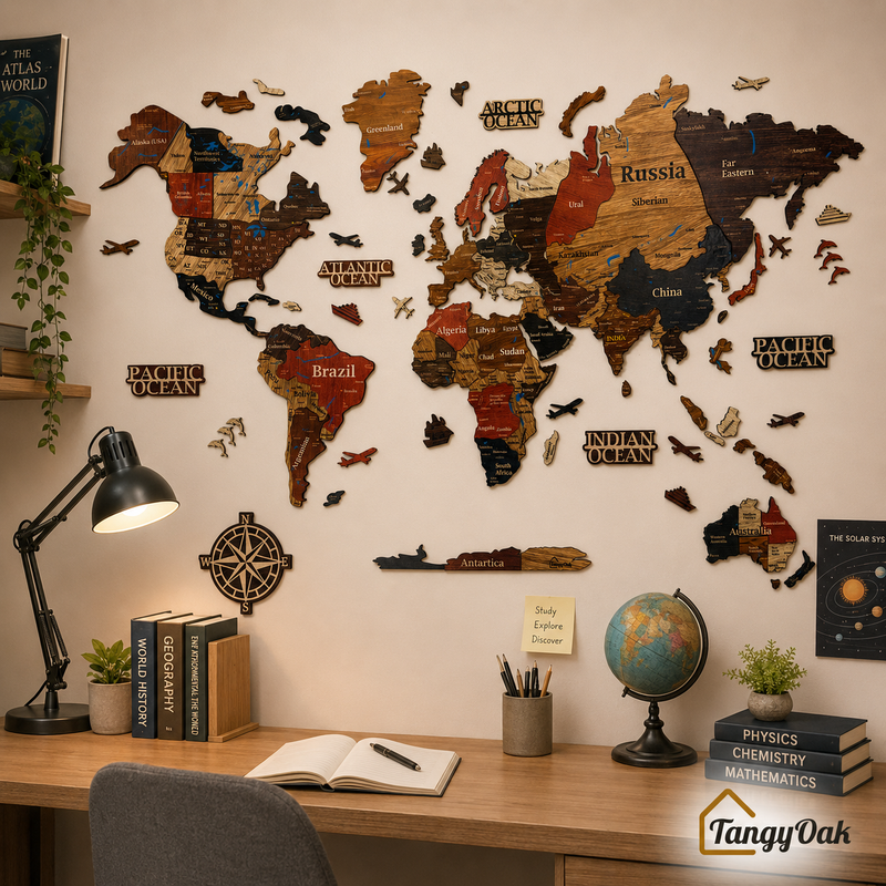 3D World Map - Wooden Wall Decor || Wall Hanging