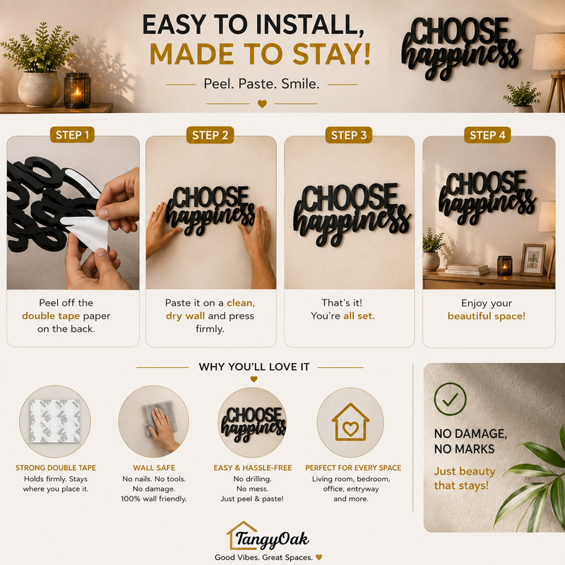 Choose Happiness - Wooden Acrylic Wall Decor || Wall Hanging