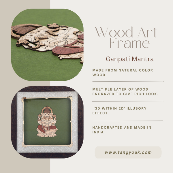 Ganesha Lotus - Premium Wood Art Photo Frame