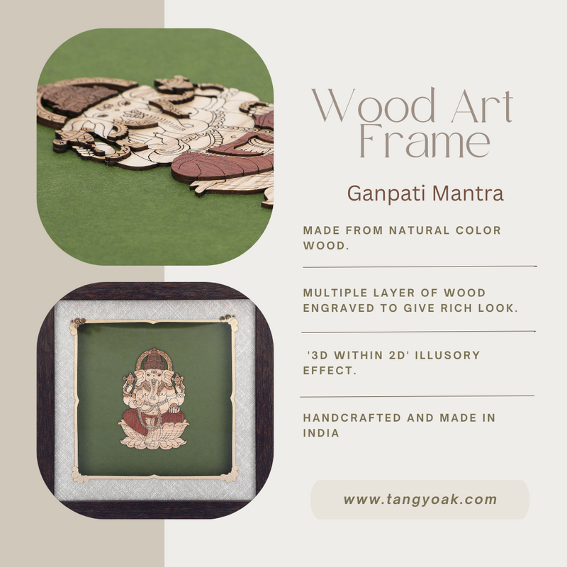 Ganesha Lotus - Premium Wood Art Photo Frame