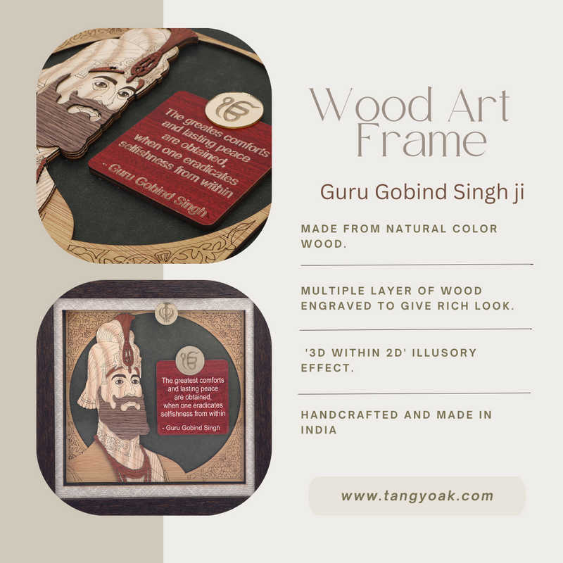 Guru Gobind Singh ji - Premium Wood Art Photo Frame