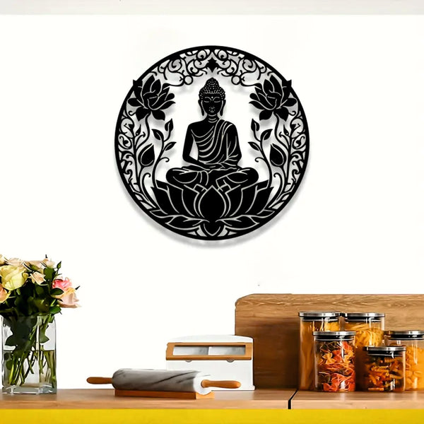 Buddha with Lotus - Wooden Acrylic Wall Decor || Wall Hanging
