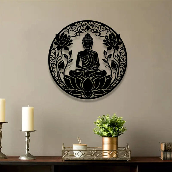 Buddha with Lotus - Wooden Acrylic Wall Decor || Wall Hanging