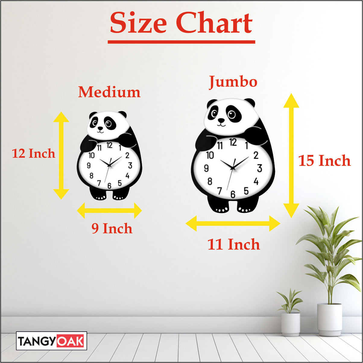 Cute Face Panda -- Pendulum Wall Clock