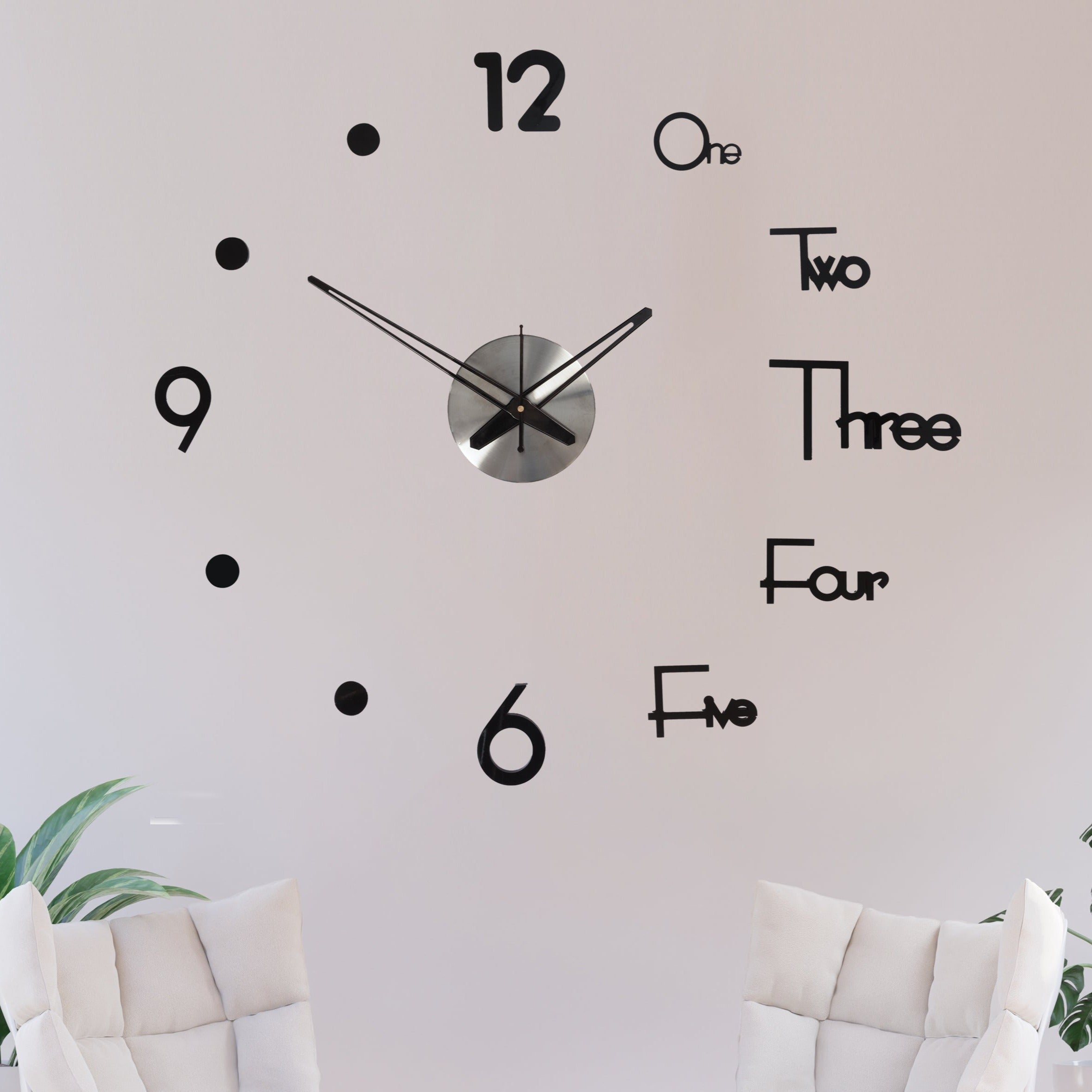 Huge -  Large DIY Wall Clock Kit, 3D Frameless Wall Clock with Number 5mm thick for Home Living Room Bedroom Office Decoration