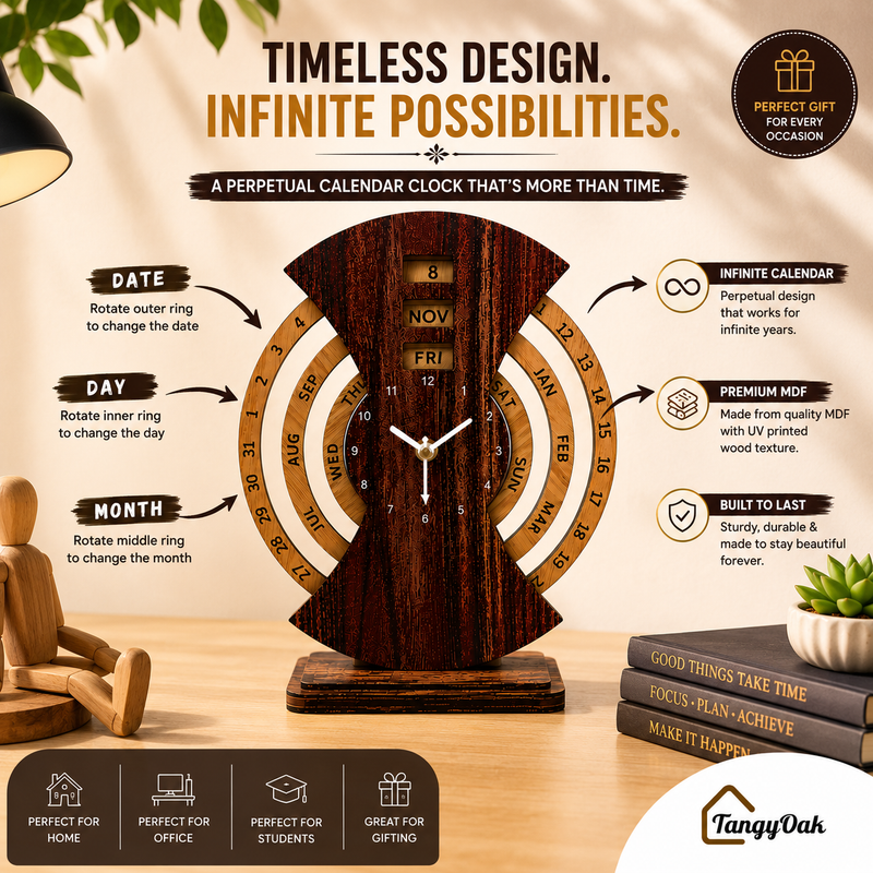 Perpetual Calendar Table Clock