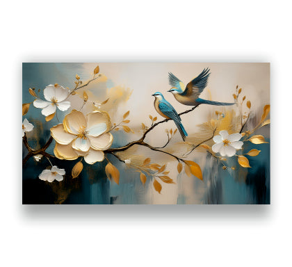 Birds with Flower - Canvas Wall Painting