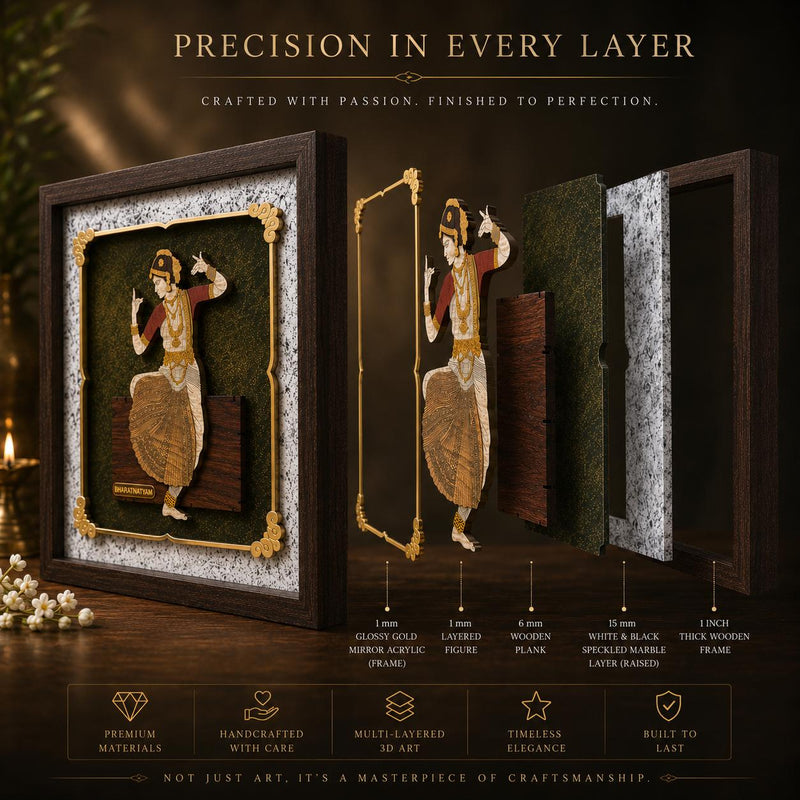 Bharat Natyam - Premium Wood Art Photo Frame