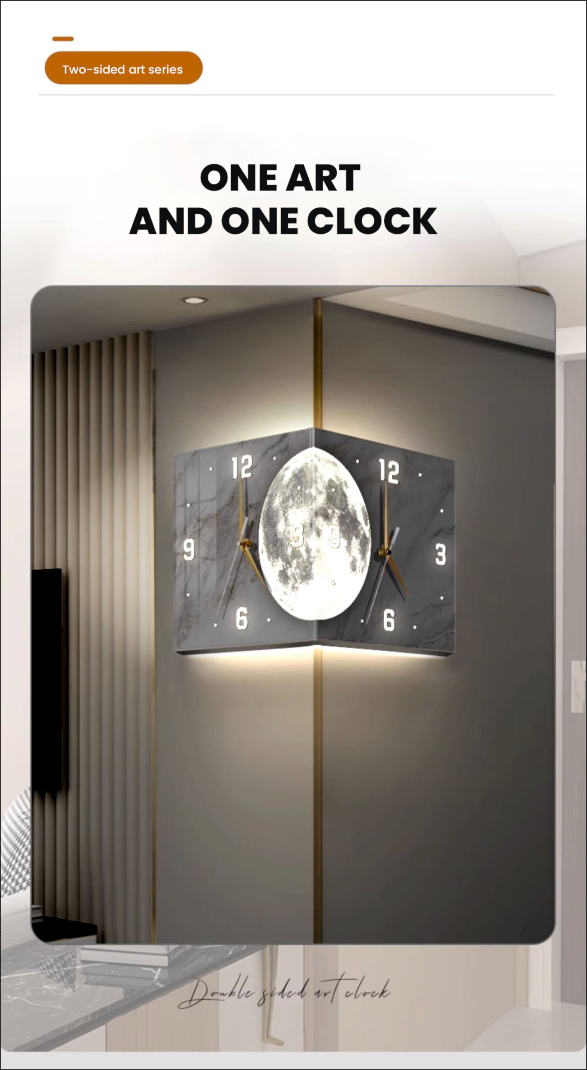 Radiant Moon - Double Sided Wall Clock