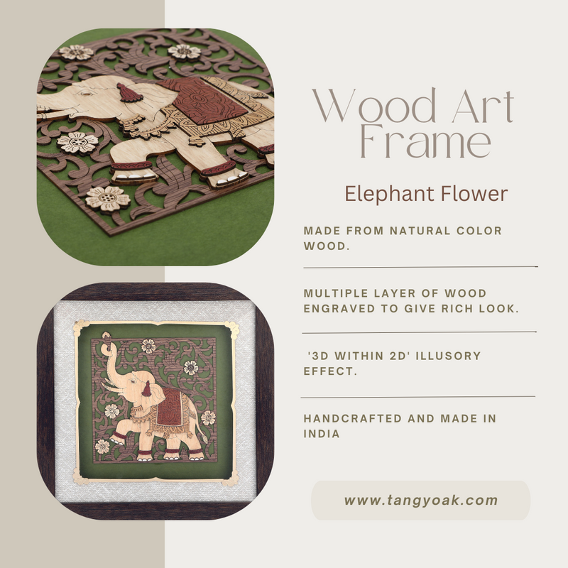 Elephant Flower - Premium Wood Art Photo Frame