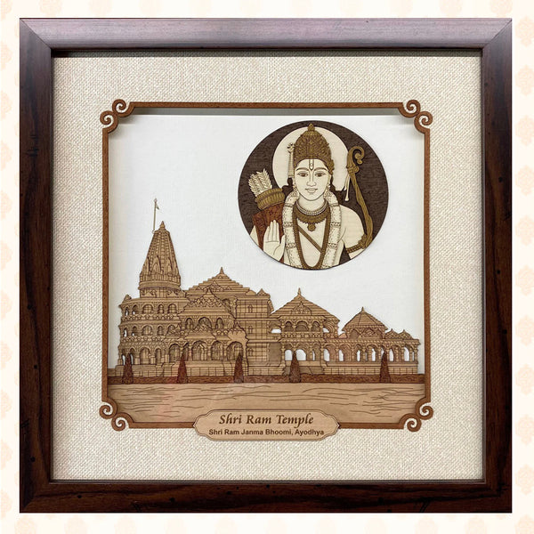 Ram Mandir - Premium Wood Art Photo Frame