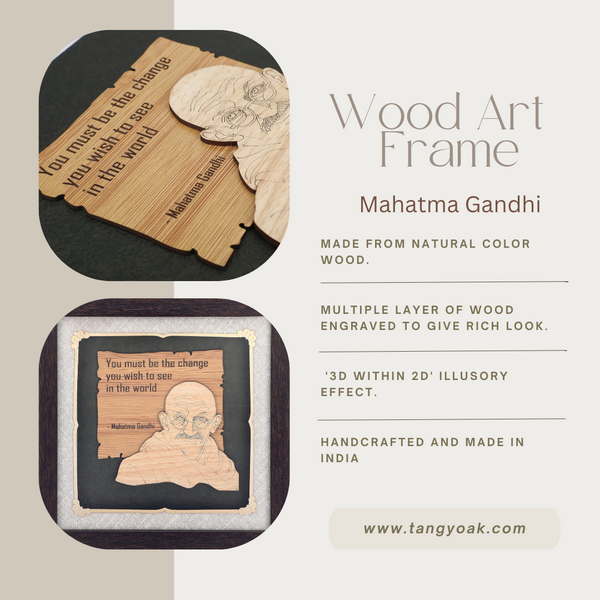 Mahatma Gandhi - Premium Wood Art Photo Frame