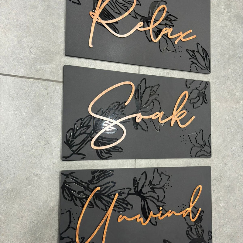 Relax Soak Unwind  - Wooden Acrylic Wall Decor || Wall Hanging