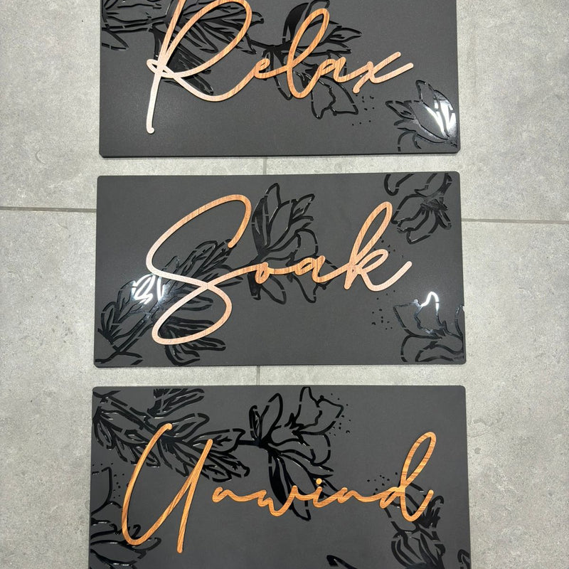 Relax Soak Unwind  - Wooden Acrylic Wall Decor || Wall Hanging