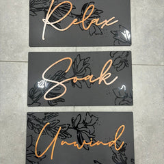 Relax Soak Unwind  - Wooden Acrylic Wall Decor || Wall Hanging