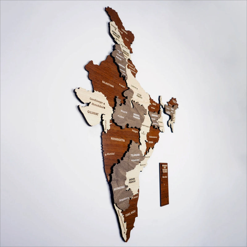 India 3D Map - Wooden Wall Decor || Wall Hanging