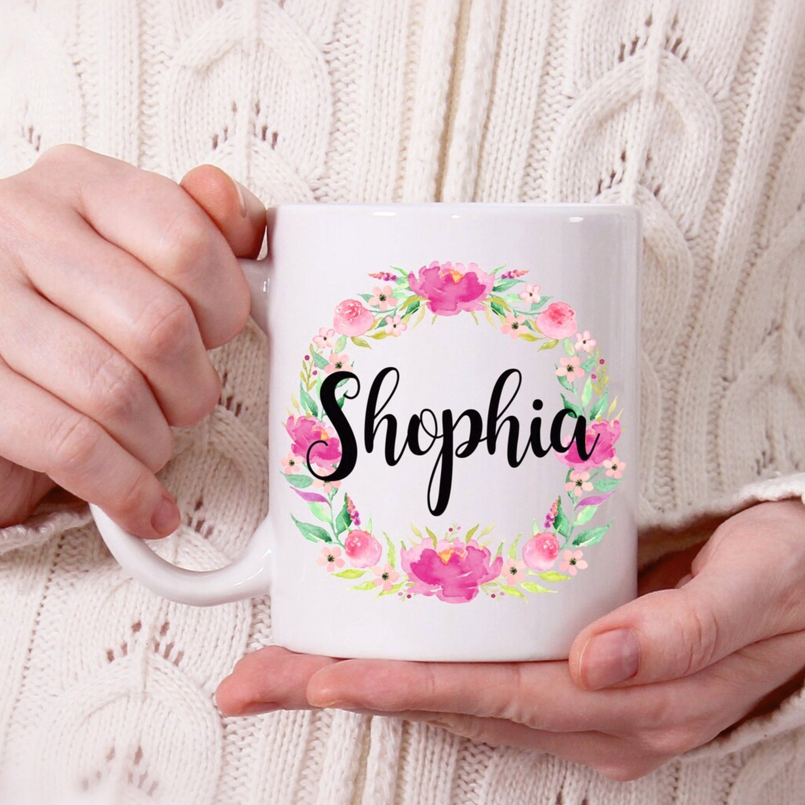 Name with flowers - Personalized Mug (Set of 5 Piece)