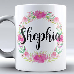 Name with flowers - Personalized Mug (Set of 2 Mugs)