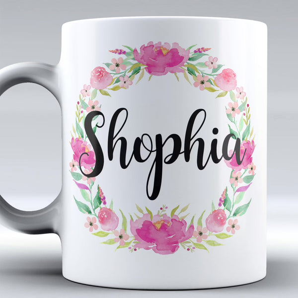 Name with flowers - Personalized Mug (Set of 2 Mugs)