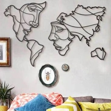 Map Faces - Wooden Acrylic Wall Decor || Wall Hanging
