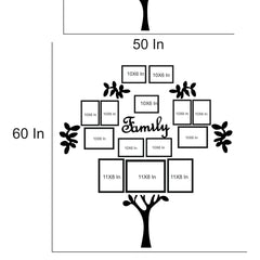 Family Tree - Wall Decor Photo Frames ( 15 Photo Frames + 6mm Wooden Acrylic Letters & Tree )