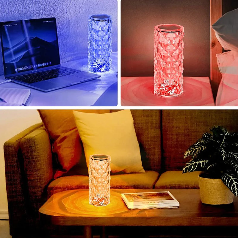 Crystal Diamond Textured Changing Mode LED Night Light - Lamp