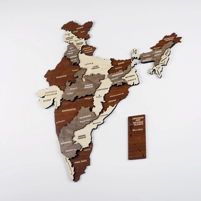 India 3D Map - Wooden Wall Decor || Wall Hanging