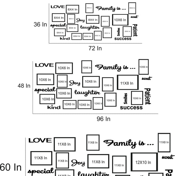 Family Love - Wall Decor Photo Frames ( 15 Photo Frames + 6mm Wooden Acrylic Letters)