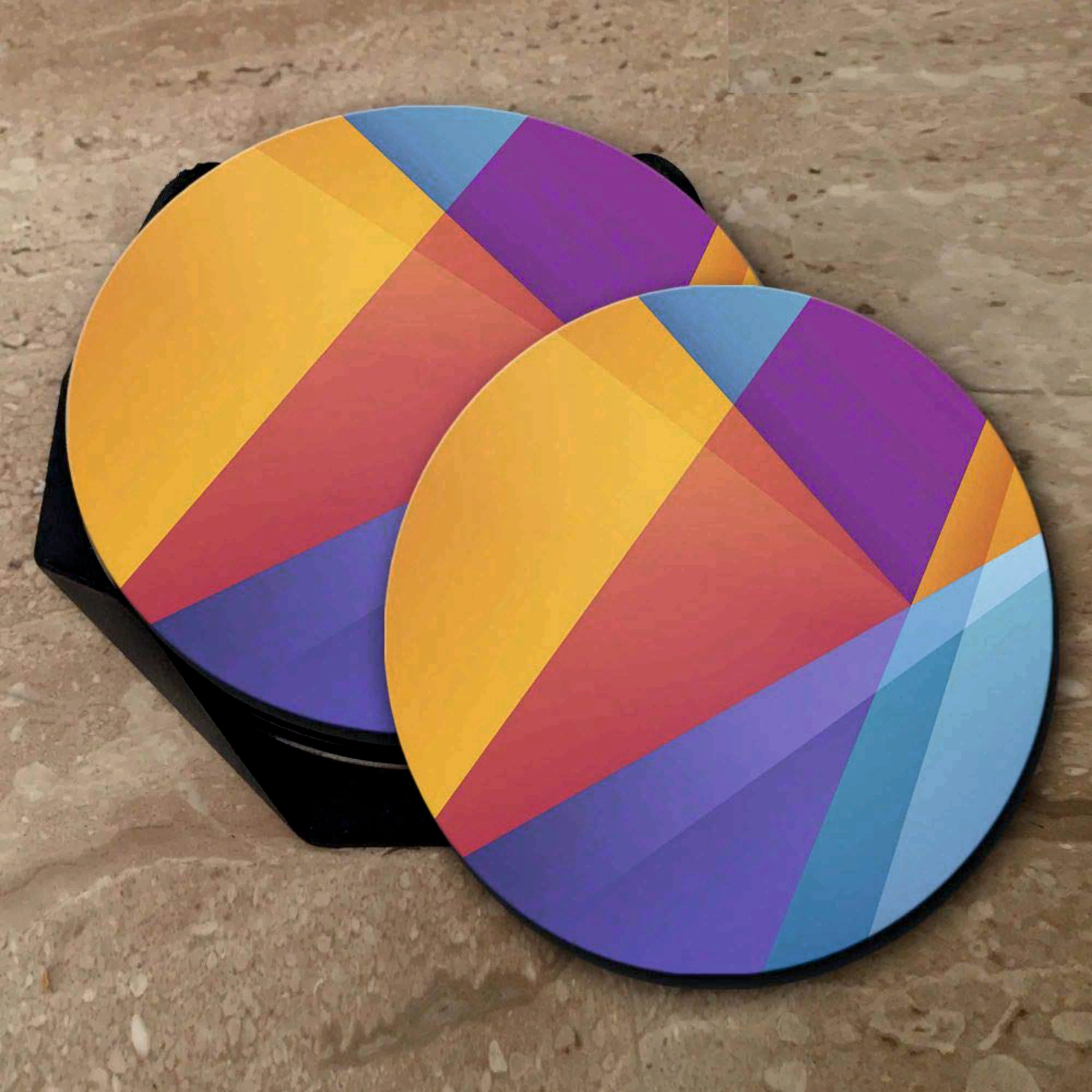 Colorful Pattern Print - Coasters (Set of 4 Coasters)