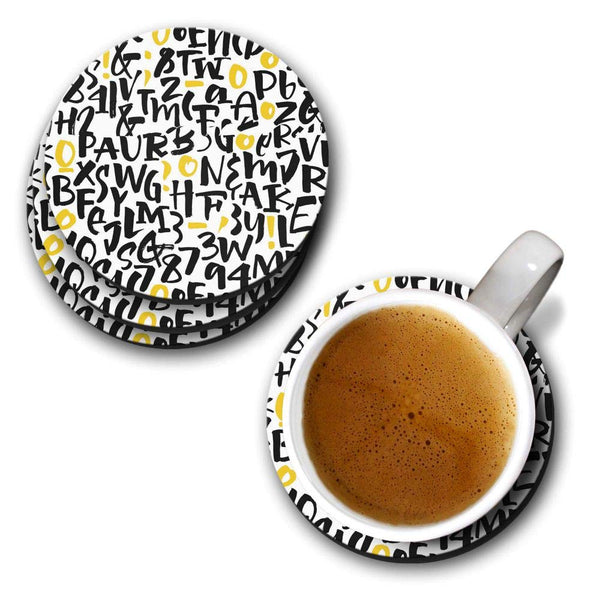 Alphabets Print - Coasters (Set of 4 Coasters)
