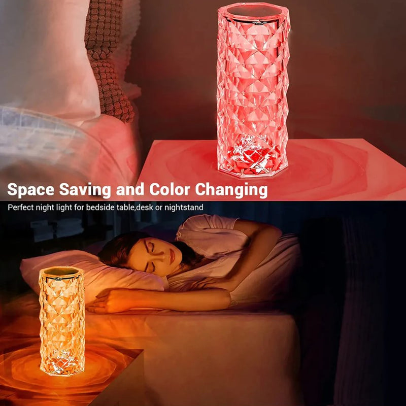 Crystal Diamond Textured Changing Mode LED Night Light - Lamp