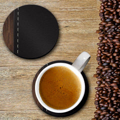 Leather Wood Print - Coasters (Set of 4 Coasters)