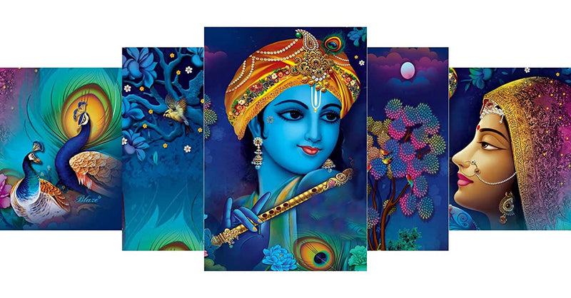 Radha Krishna (Set of 5) - Wall Painting