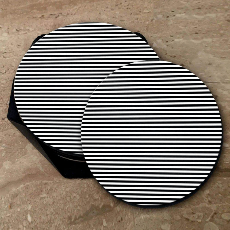 White Stripes Print - Coasters (Set of 4 Coasters)