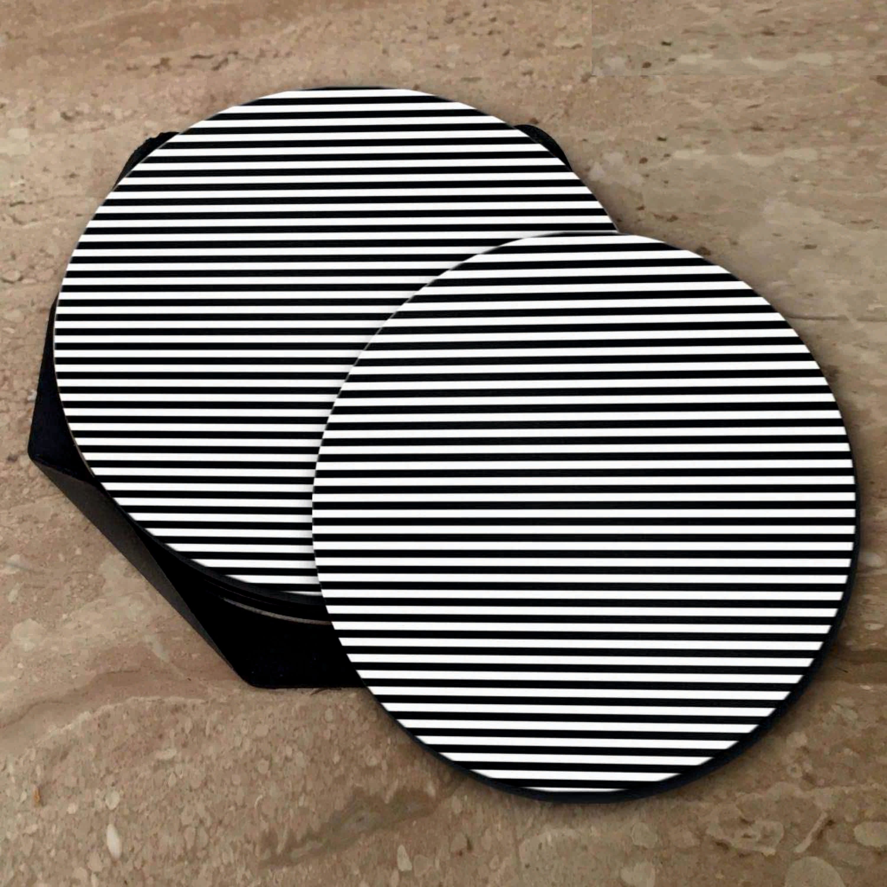 White Stripes Print - Coasters (Set of 6)