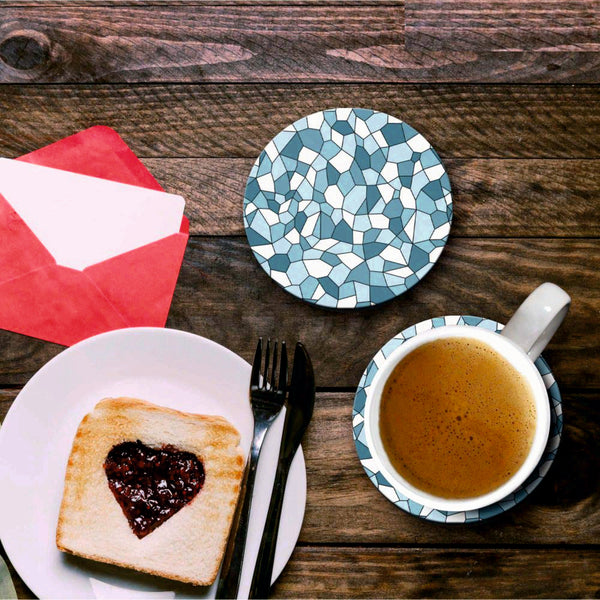 Blue Mosiac Print - Coasters (Set of 4 Coasters)
