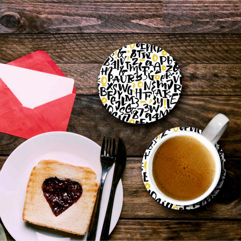 Alphabets Print - Coasters (Set of 4 Coasters)