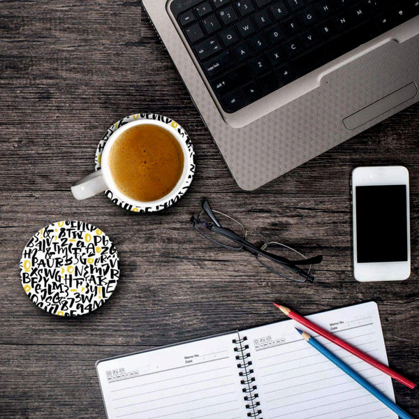 Alphabets Print - Coasters (Set of 4 Coasters)