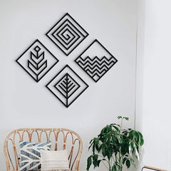 Basic - Wooden Acrylic Wall Decor || Wall Hanging  (Set of 4 Piece)