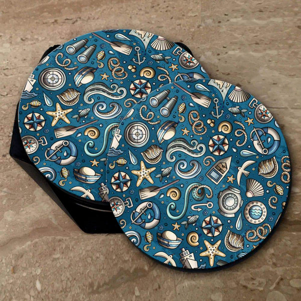 Cool Blue Print - Coasters (Set of 4 Coasters)