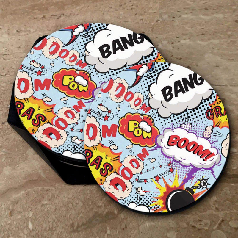 Boom Bang Print - Coasters (Set of 4 Coasters)