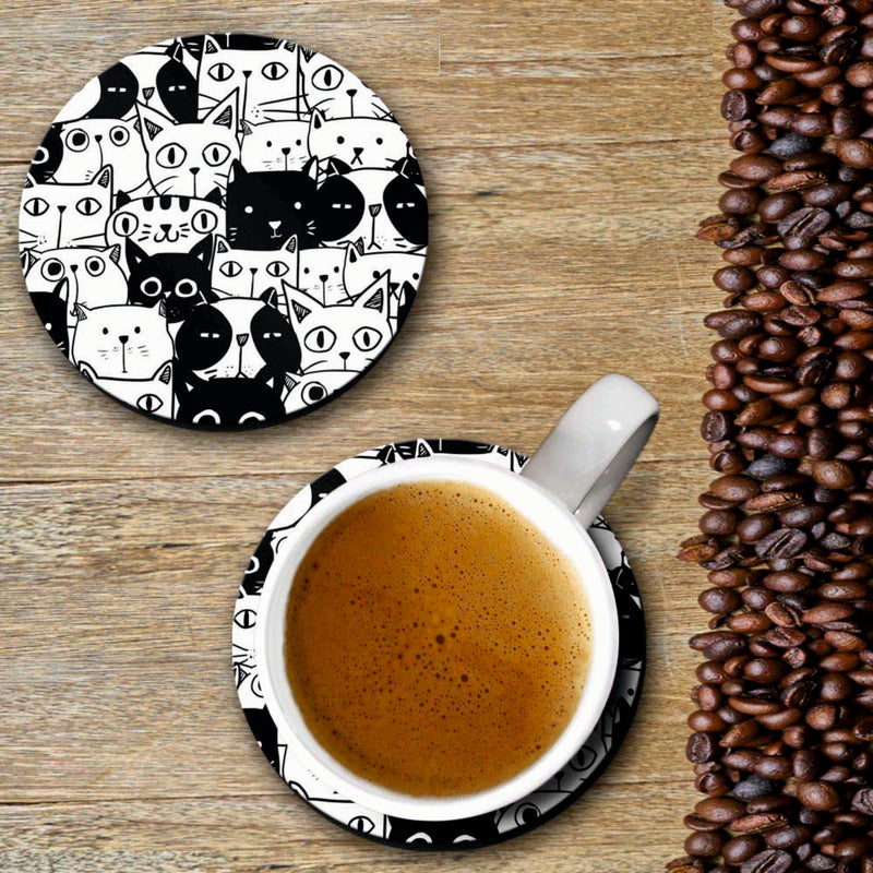 Cat Print - Coasters (Set of 4 Coasters)