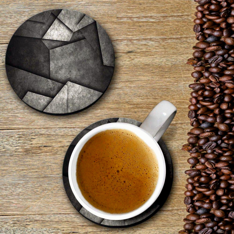 Grey Blocks Print - Coasters (Set of 4 Coasters)
