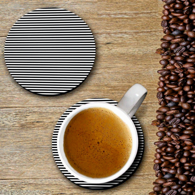 White Stripes Print - Coasters (Set of 4 Coasters)