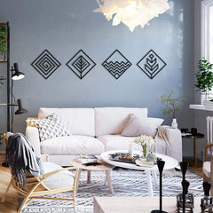 Basic - Wooden Acrylic Wall Decor || Wall Hanging  (Set of 4 Piece)