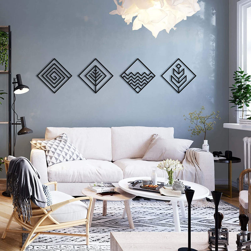 Basic - Wooden Acrylic Wall Decor || Wall Hanging  (Set of 4 Piece)