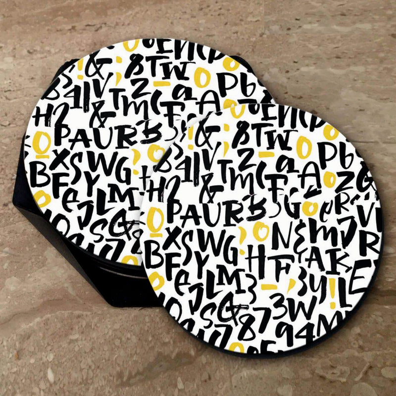Alphabets Print - Coasters (Set of 4 Coasters)