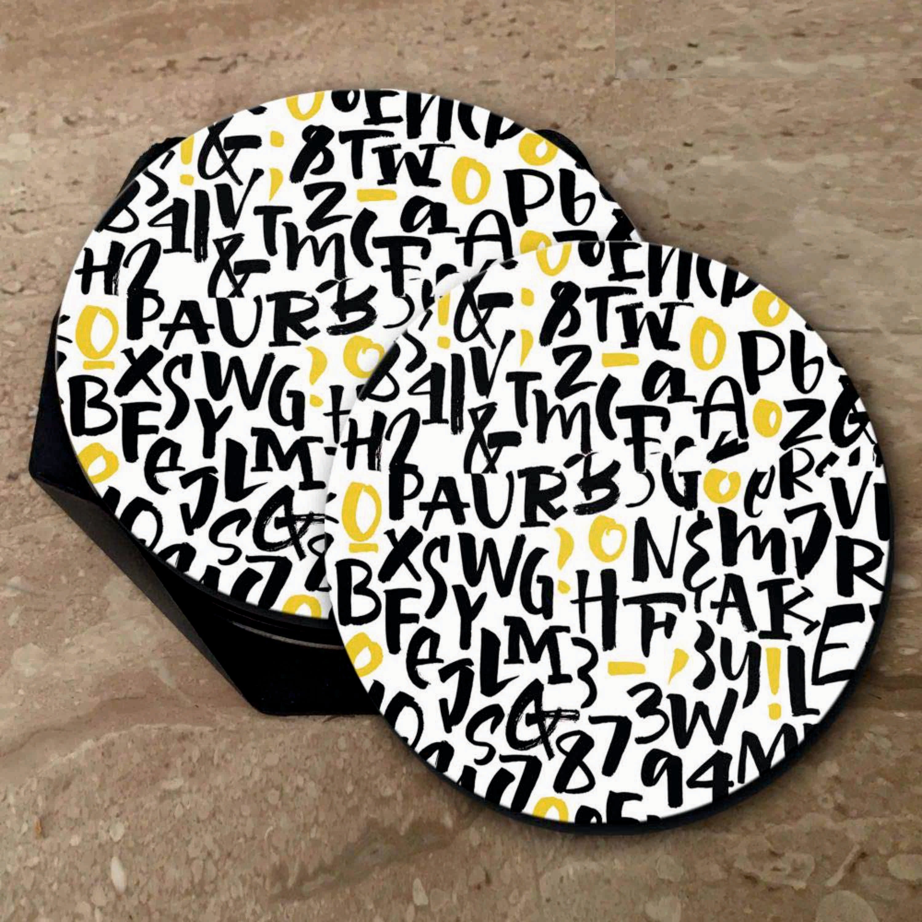 Alphabets Print - Coasters (Set of 6)