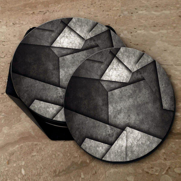 Grey Blocks Print - Coasters (Set of 4 Coasters)