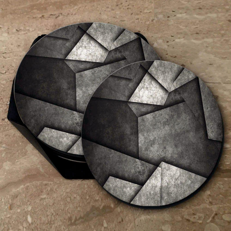 Grey Blocks Print - Coasters (Set of 4 Coasters)